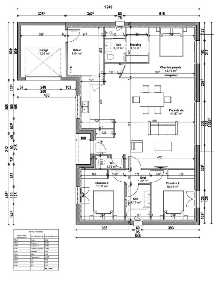 Plan intérieur Maison en L