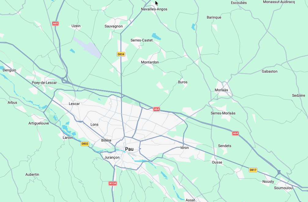 Carte de la zone d’intervention autour de Pau