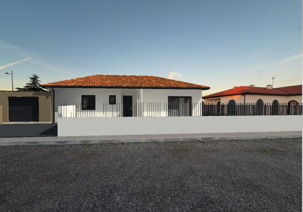 Exemple d’insertion paysagère PCMI 6 : photomontage d’une maison depuis la rue